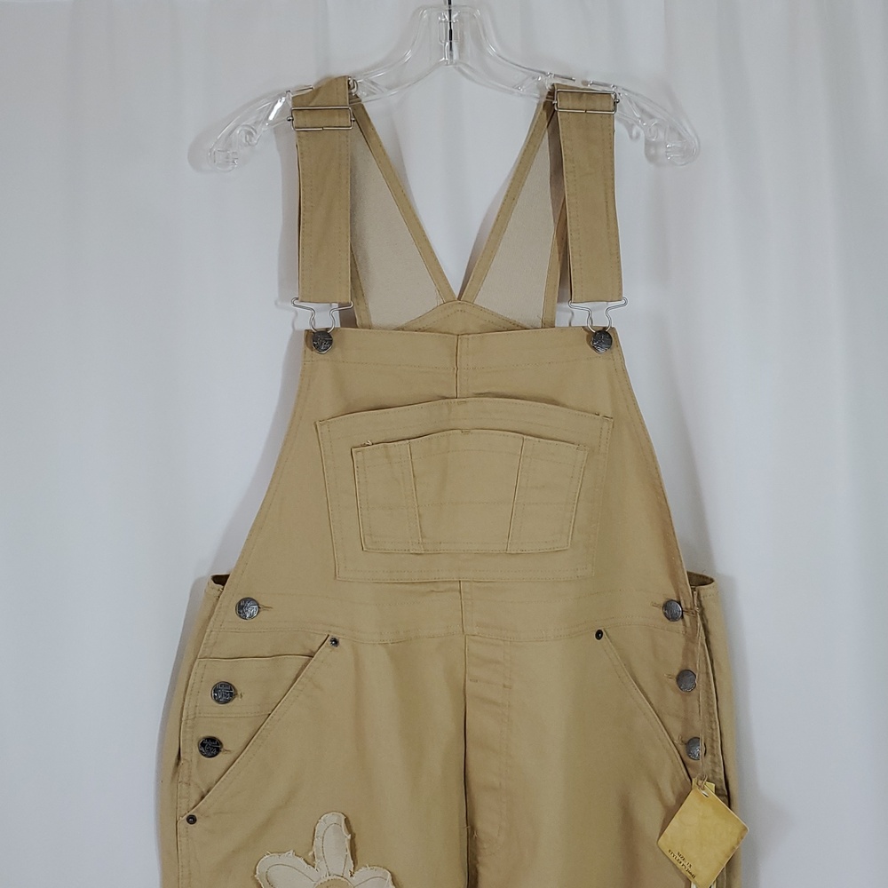 Hybrid & Company Womens Super Comfy Stretch Denim jumpsuit Pants Overalls ~Khaki - Picture 8 of 16